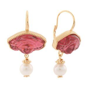 TAGLIAMONTE Made In Italy 18kt Gold Plated Pink Medusa Earrings